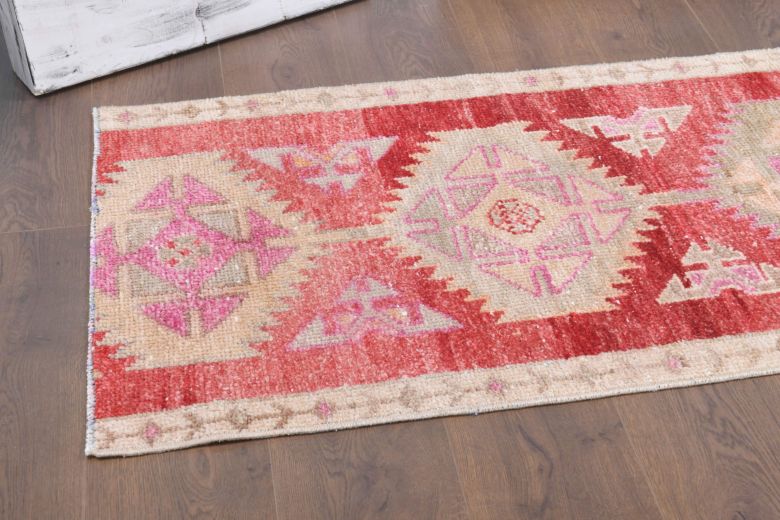 Red Vintage Anatolian Runner Rug