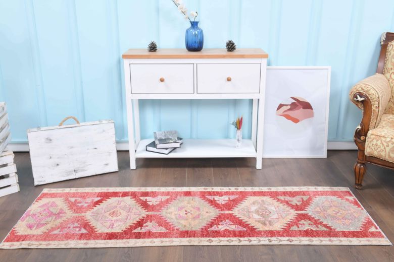 Red Vintage Anatolian Runner Rug