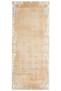 1970s Brown Floral Runner Rug - Thumbnail