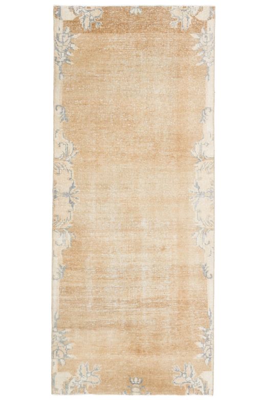 1970s Brown Floral Runner Rug