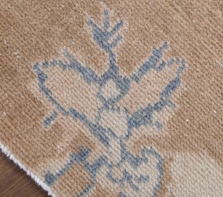 1970s Brown Floral Runner Rug - Thumbnail