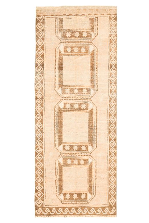 Tan Colored Vintage Runner Rug