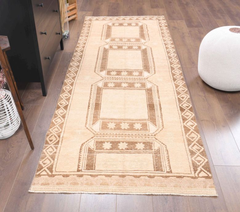 Tan Colored Vintage Runner Rug