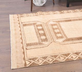 Tan Colored Vintage Runner Rug - Thumbnail