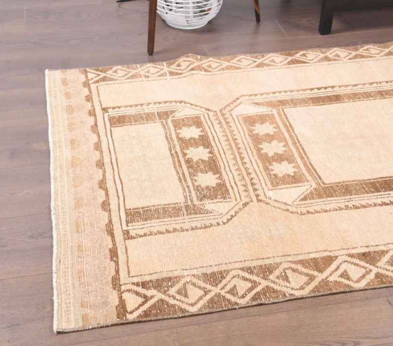 Tan Colored Vintage Runner Rug