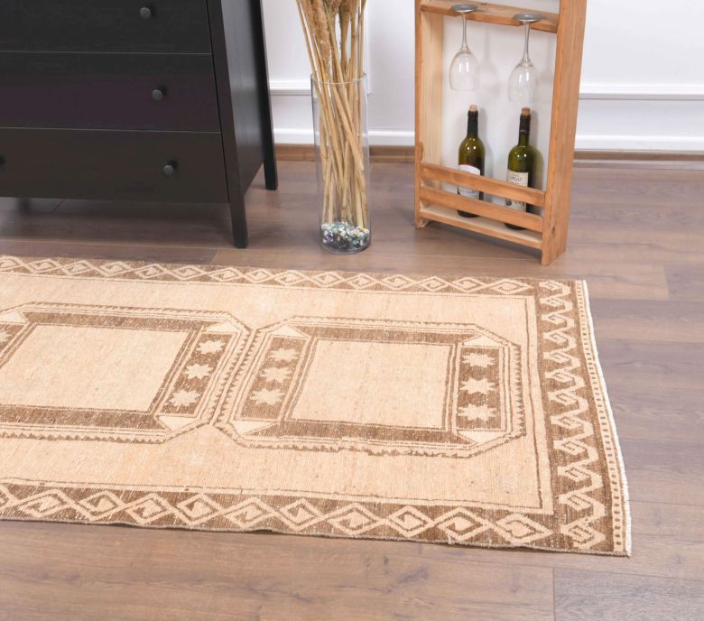 Tan Colored Vintage Runner Rug