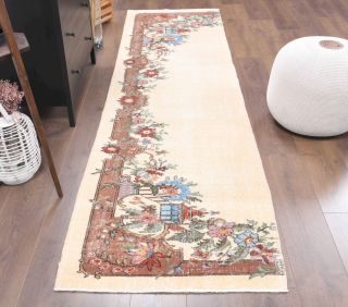 Beige Vintage Runner Rug - Thumbnail