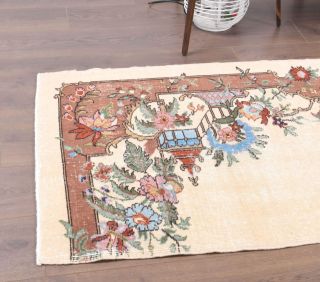 Beige Vintage Anatolian Runner Rug - Thumbnail