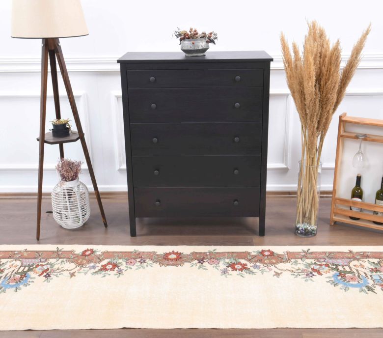 Beige Vintage Anatolian Runner Rug