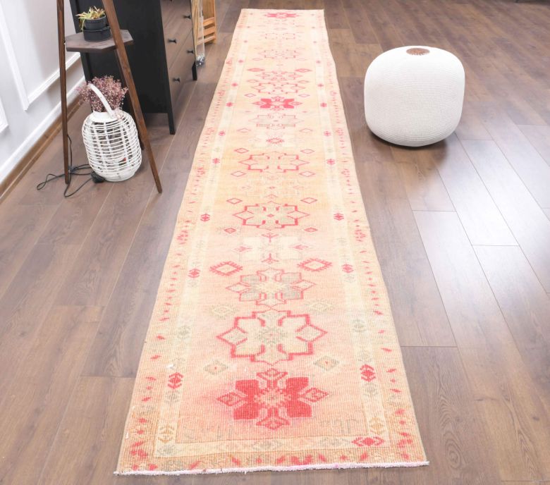 Hand-Knotted Long Vintage Runner Rug