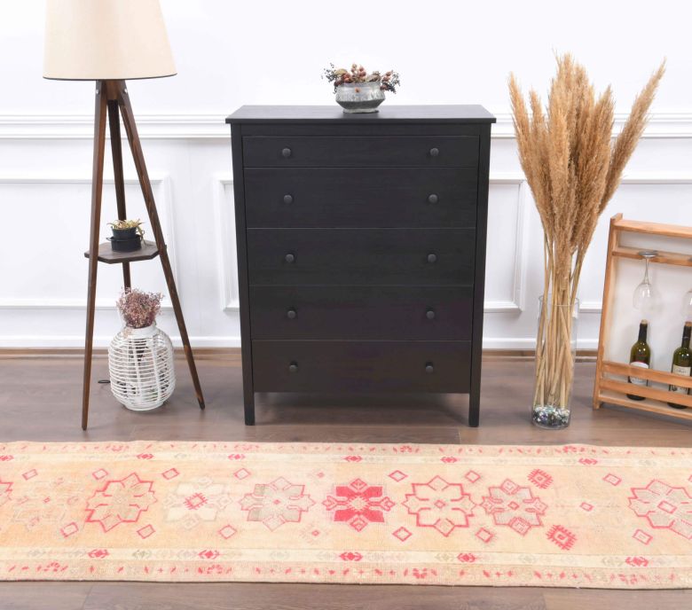 Hand-Knotted Long Vintage Runner Rug