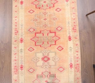 Hand-Knotted Long Vintage Runner Rug - Thumbnail