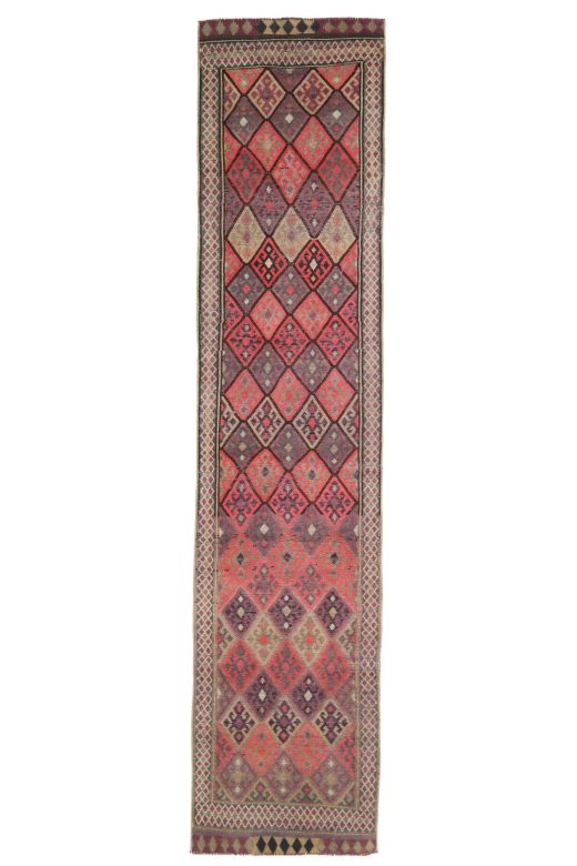 Jewel Colors - Hand-Knotted Vintage Runner Rug