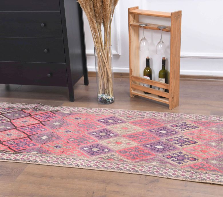 Jewel Colors - Hand-Knotted Vintage Runner Rug