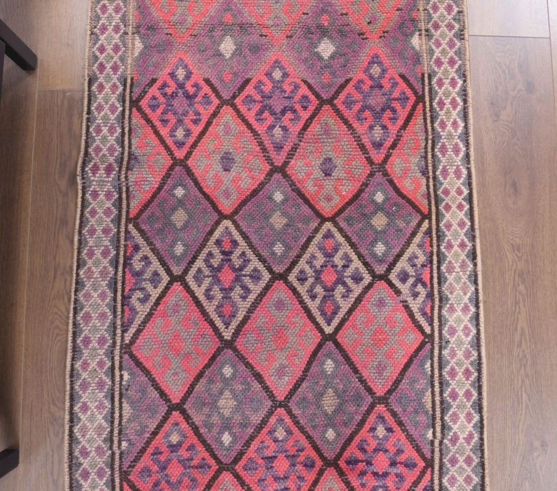 Jewel Colors - Hand-Knotted Vintage Runner Rug