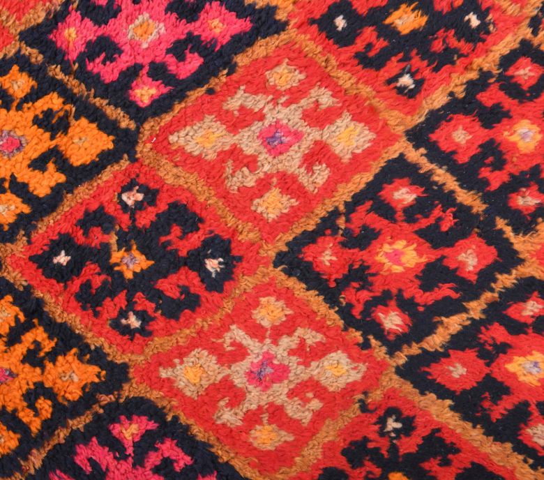 Orange Hand-Knotted Vintage Runner Rug