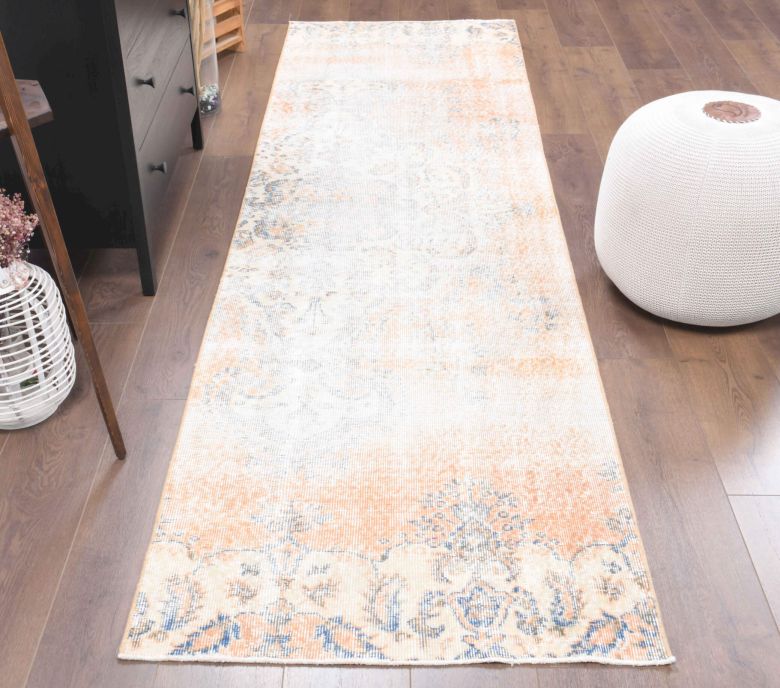 Distressed Orange Vintage Runner Rug