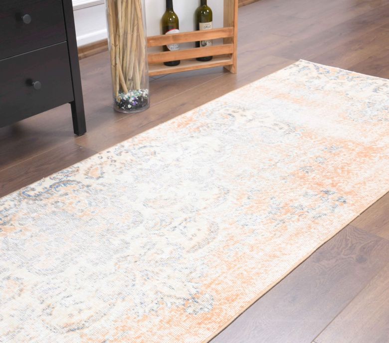 Distressed Orange Vintage Runner Rug