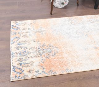 Distressed Orange Vintage Runner Rug - Thumbnail