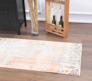 Distressed Orange Vintage Runner Rug - Thumbnail