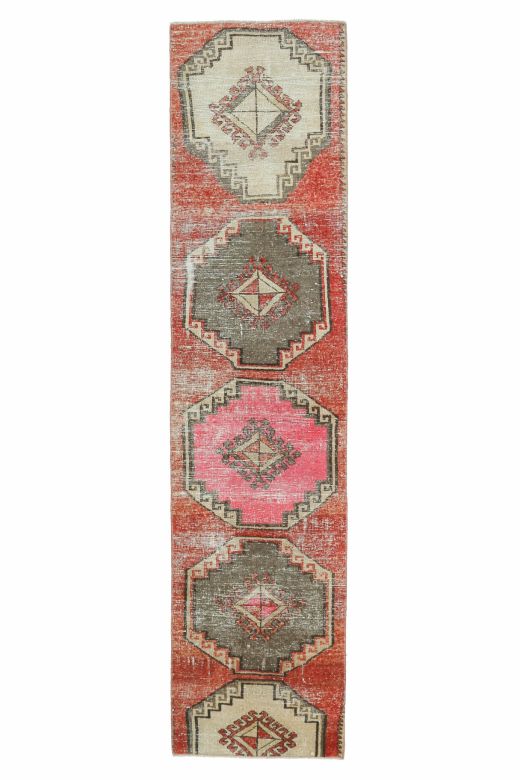 1960s Red Vintage Runner Rug