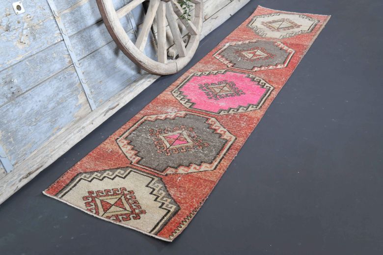 1960s Red Vintage Runner Rug