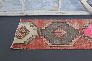 1960s Red Vintage Runner Rug - Thumbnail