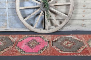 1960s Red Vintage Runner Rug - Thumbnail