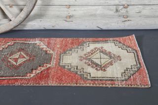 1960s Red Vintage Runner Rug - Thumbnail