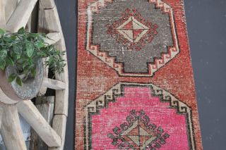 1960s Red Vintage Runner Rug - Thumbnail