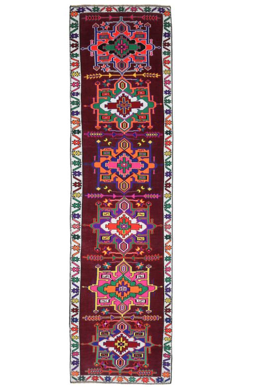 Vibrant Purple Vintage Anatolian Runner Rug