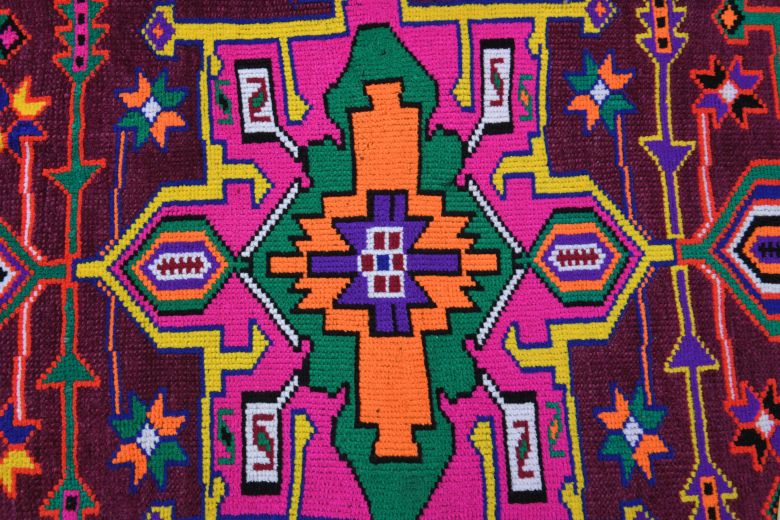 Vibrant Purple Vintage Anatolian Runner Rug
