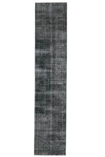 Solid Black Vintage Runner Rug - Thumbnail