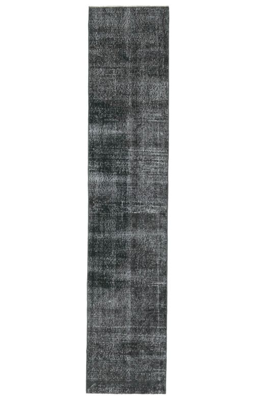 Solid Black Vintage Runner Rug