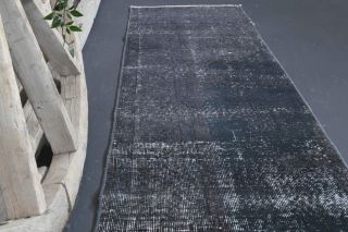 Solid Black Vintage Runner Rug - Thumbnail