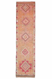 Turkish Vintage Hand-Knotted Runner Rug - Thumbnail