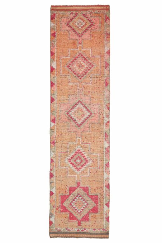 Turkish Vintage Hand-Knotted Runner Rug