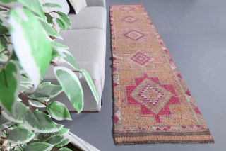 Turkish Vintage Hand-Knotted Runner Rug - Thumbnail