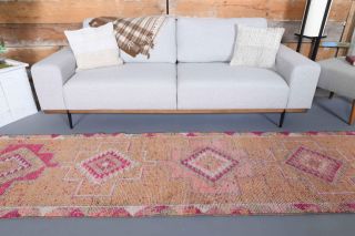 Turkish Vintage Hand-Knotted Runner Rug - Thumbnail