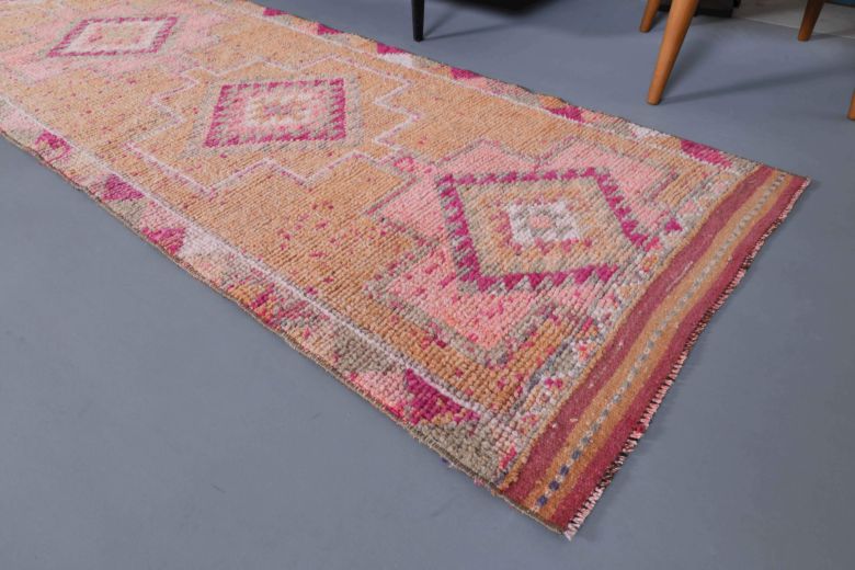 Turkish Vintage Hand-Knotted Runner Rug