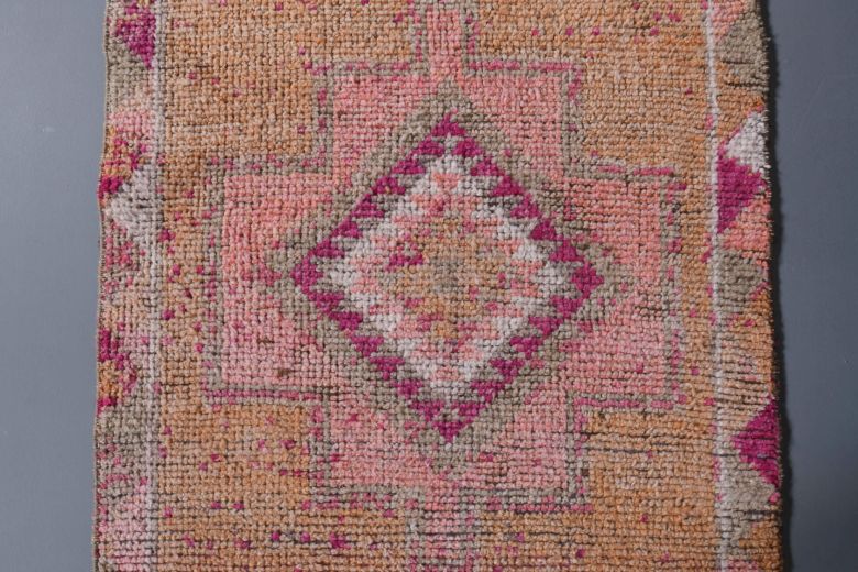 Turkish Vintage Hand-Knotted Runner Rug