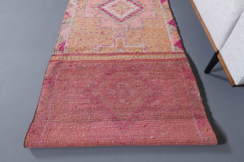 Turkish Vintage Hand-Knotted Runner Rug