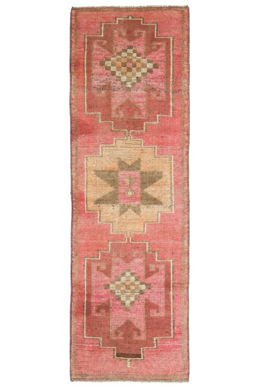 Pink Vintage Turkish Runner Rug