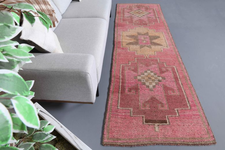 Pink Vintage Turkish Runner Rug