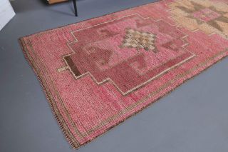 Pink Vintage Turkish Runner Rug - Thumbnail