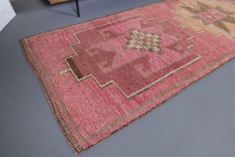 Pink Vintage Turkish Runner Rug