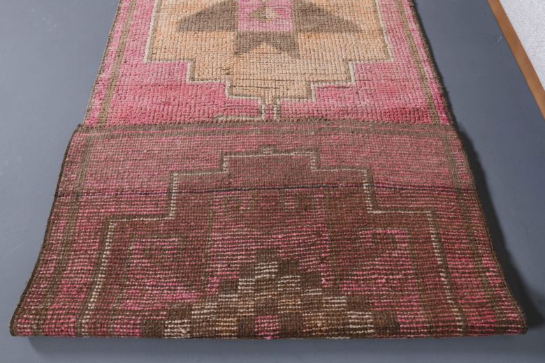 Pink Vintage Turkish Runner Rug