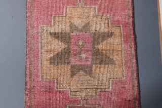 Pink Vintage Turkish Runner Rug - Thumbnail