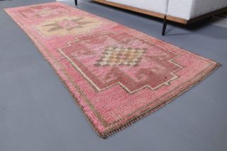 Pink Vintage Turkish Runner Rug - Thumbnail