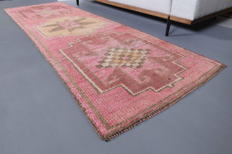 Pink Vintage Turkish Runner Rug